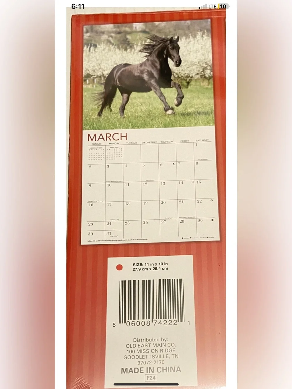 2025 Horses 16-Month Wall Calendar 11 x 10 Inches Sealed New.